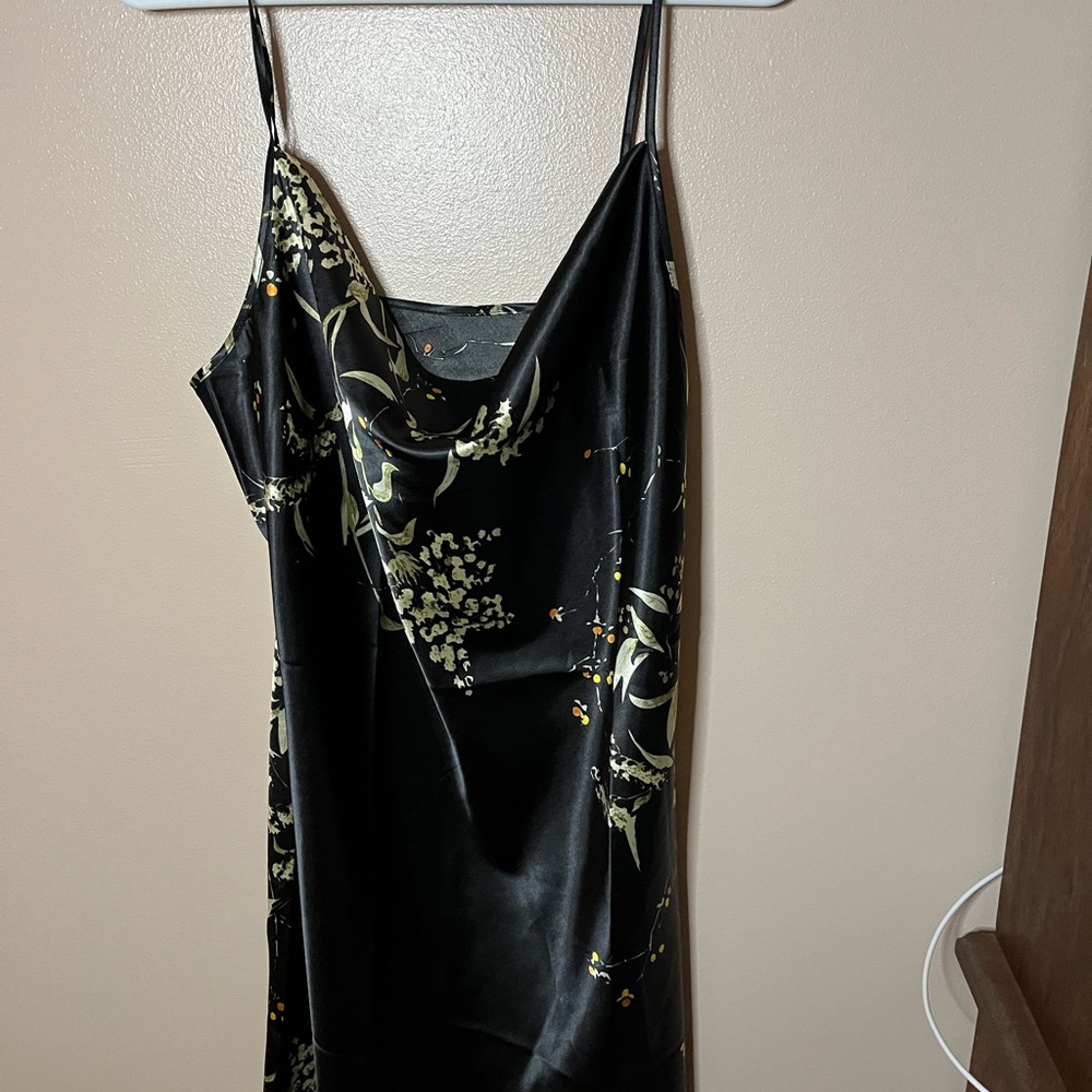 Sleek Black Floral Chemise